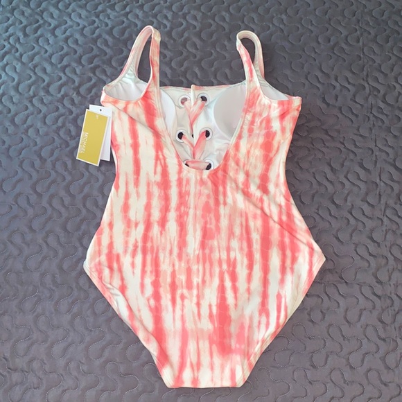 Michael Kors Tie-Dye Lace-Up Pink Swimsuit - Picture 4 of 10